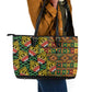 African Tribal Geometric Mixed Kanga Pattern Leather Tote Bag