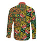 African Tribal Geometric Mixed Kanga Pattern Long Sleeve Button Shirt