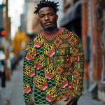African Tribal Geometric Mixed Kanga Pattern Long Sleeve Shirt