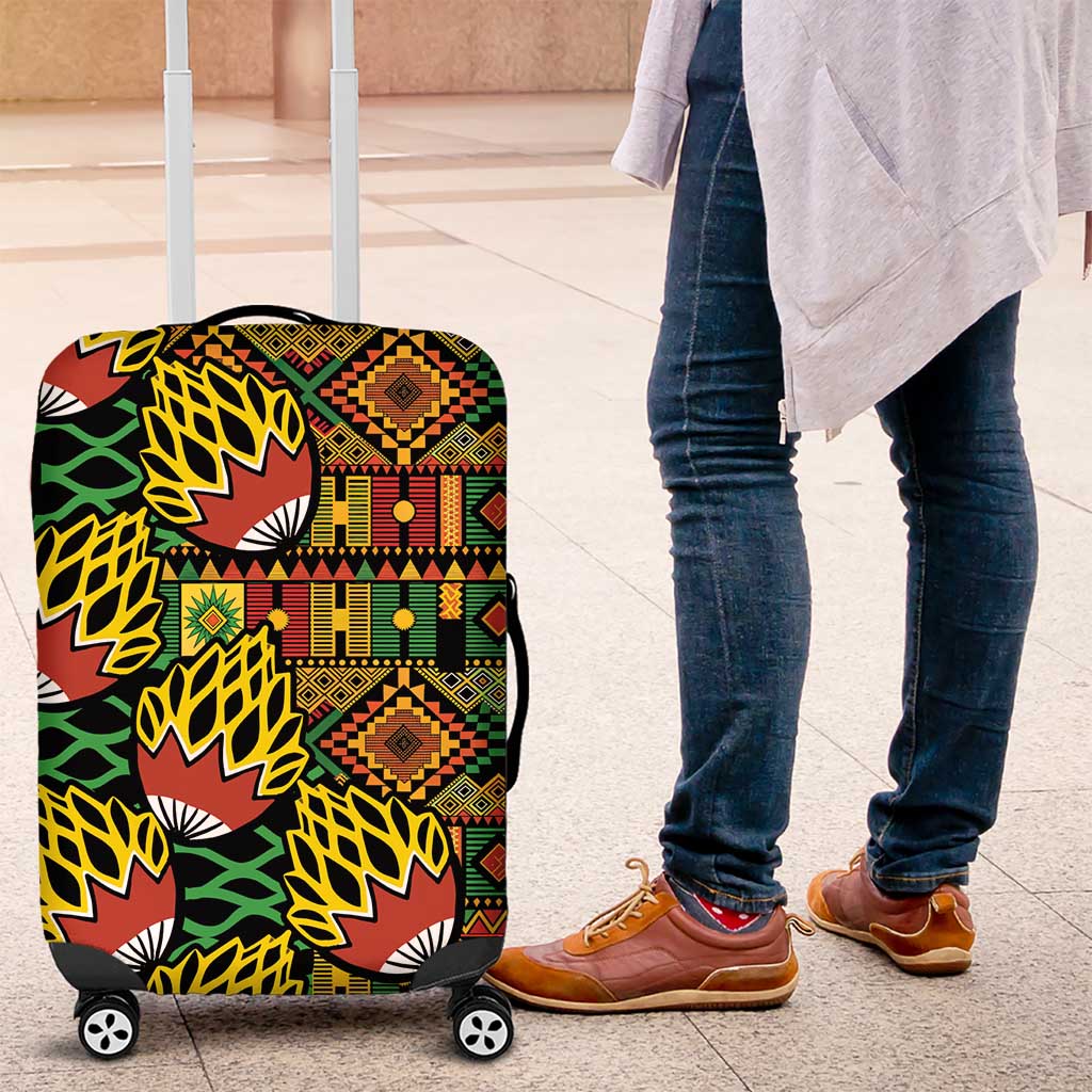 African Tribal Geometric Mixed Kanga Pattern Luggage Cover