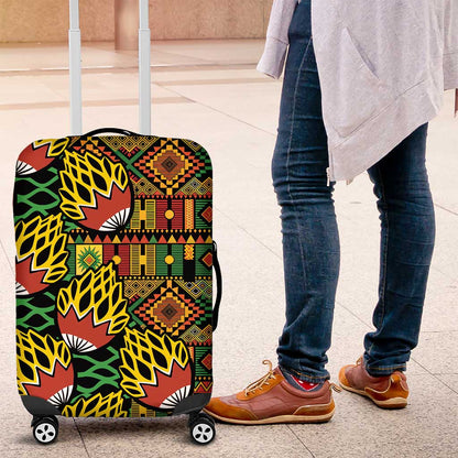 African Tribal Geometric Mixed Kanga Pattern Luggage Cover