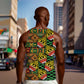 African Tribal Geometric Mixed Kanga Pattern Men Tank Top