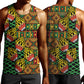 African Tribal Geometric Mixed Kanga Pattern Men Tank Top