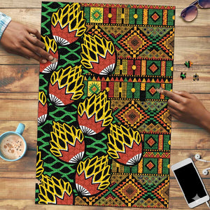 African Tribal Geometric Mixed Kanga Pattern Puzzle