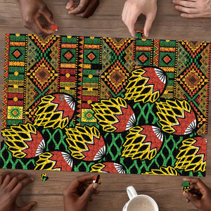 African Tribal Geometric Mixed Kanga Pattern Puzzle