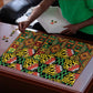 African Tribal Geometric Mixed Kanga Pattern Puzzle