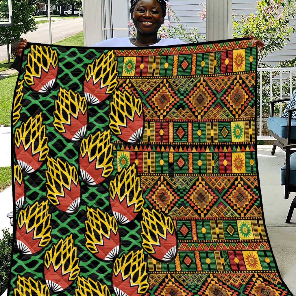 African Tribal Geometric Mixed Kanga Pattern Quilt