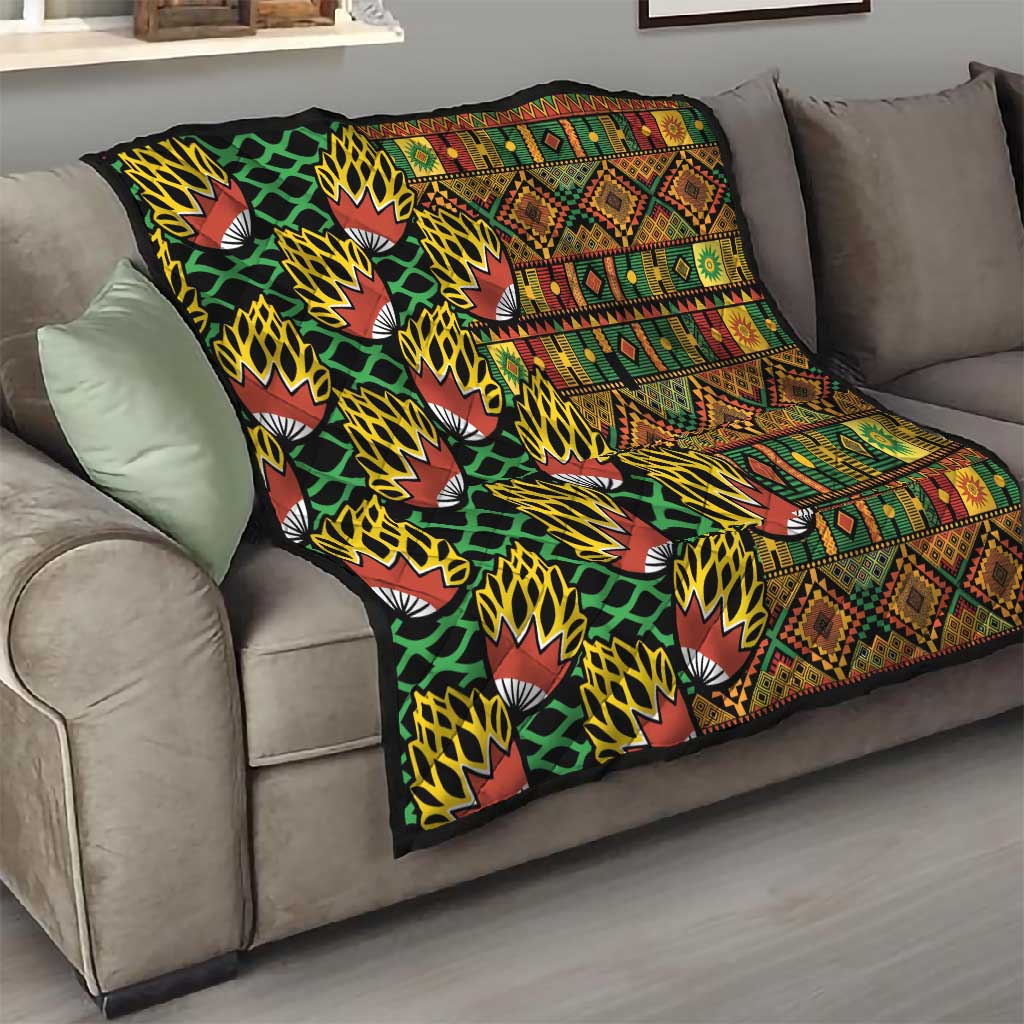 African Tribal Geometric Mixed Kanga Pattern Quilt