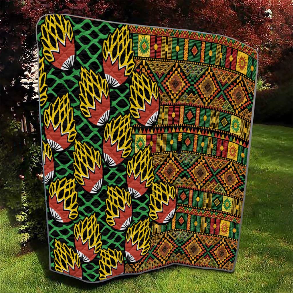 African Tribal Geometric Mixed Kanga Pattern Quilt