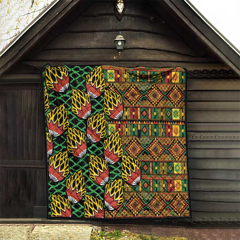 African Tribal Geometric Mixed Kanga Pattern Quilt