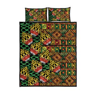 African Tribal Geometric Mixed Kanga Pattern Quilt Bed Set