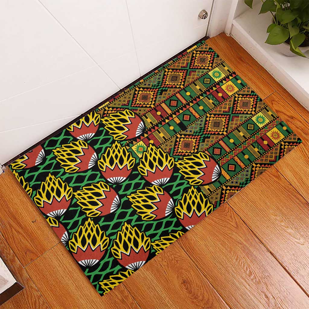 African Tribal Geometric Mixed Kanga Pattern Rubber Doormat
