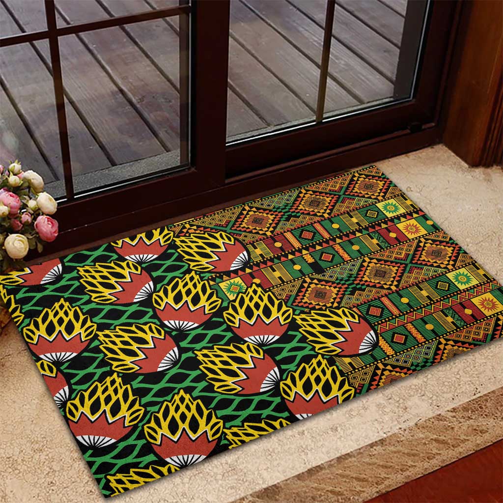 African Tribal Geometric Mixed Kanga Pattern Rubber Doormat