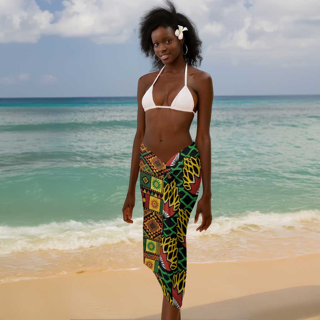 African Tribal Geometric Mixed Kanga Pattern Sarong