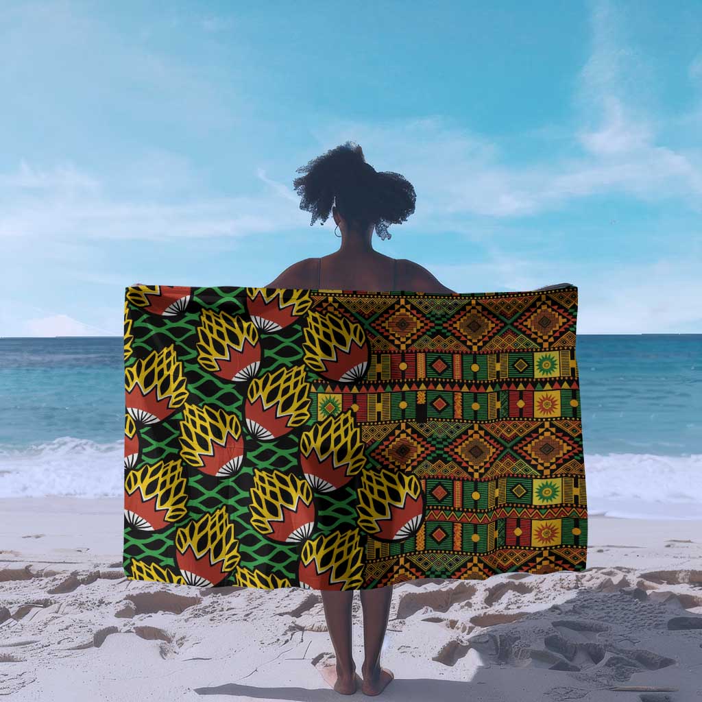 African Tribal Geometric Mixed Kanga Pattern Sarong