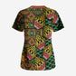 African Tribal Geometric Mixed Kanga Pattern Scrub Top