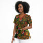 African Tribal Geometric Mixed Kanga Pattern Scrub Top
