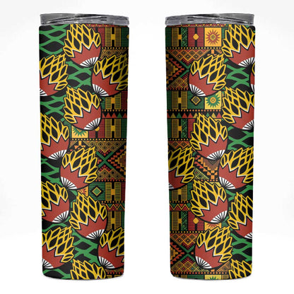 African Tribal Geometric Mixed Kanga Pattern Skinny Tumbler
