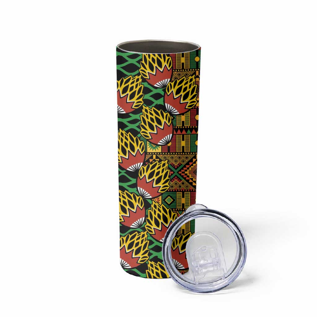 African Tribal Geometric Mixed Kanga Pattern Skinny Tumbler