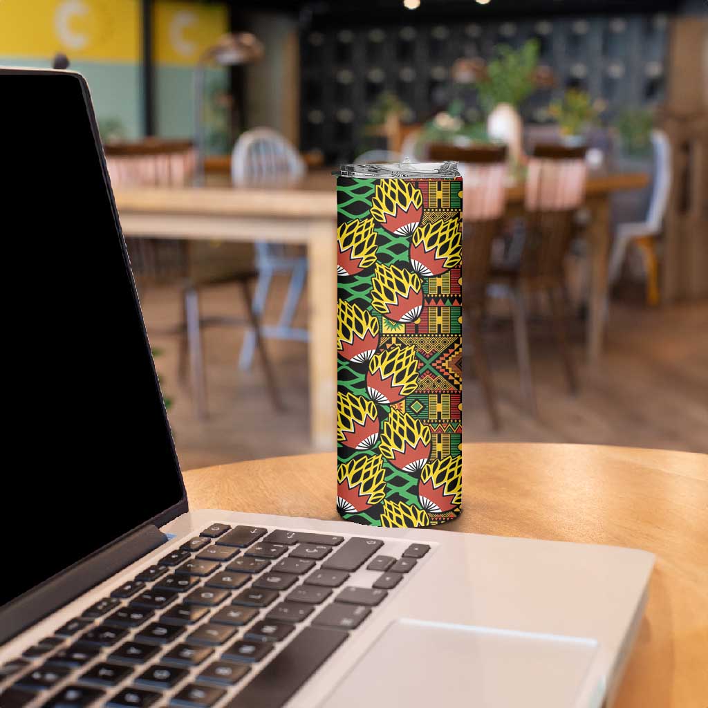 African Tribal Geometric Mixed Kanga Pattern Skinny Tumbler