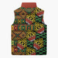 African Tribal Geometric Mixed Kanga Pattern Sleeveless Puffer Jacket