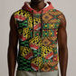 African Tribal Geometric Mixed Kanga Pattern Sleeveless Zip Hoodie - African Pride