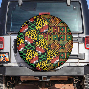 African Tribal Geometric Mixed Kanga Pattern Spare Tire Cover