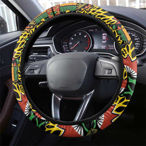 African Tribal Geometric Mixed Kanga Pattern Steering Wheel Cover