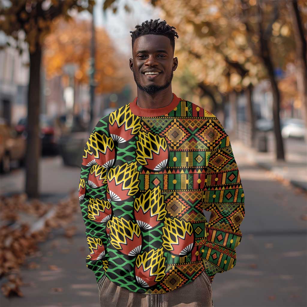 African Tribal Geometric Mixed Kanga Pattern Sweatshirt