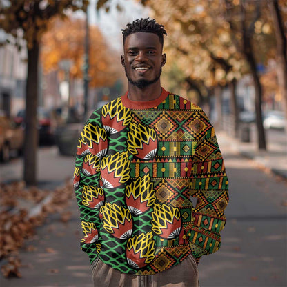 African Tribal Geometric Mixed Kanga Pattern Sweatshirt