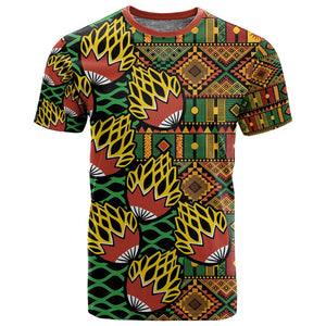 African Tribal Geometric Mixed Kanga Pattern T shirt