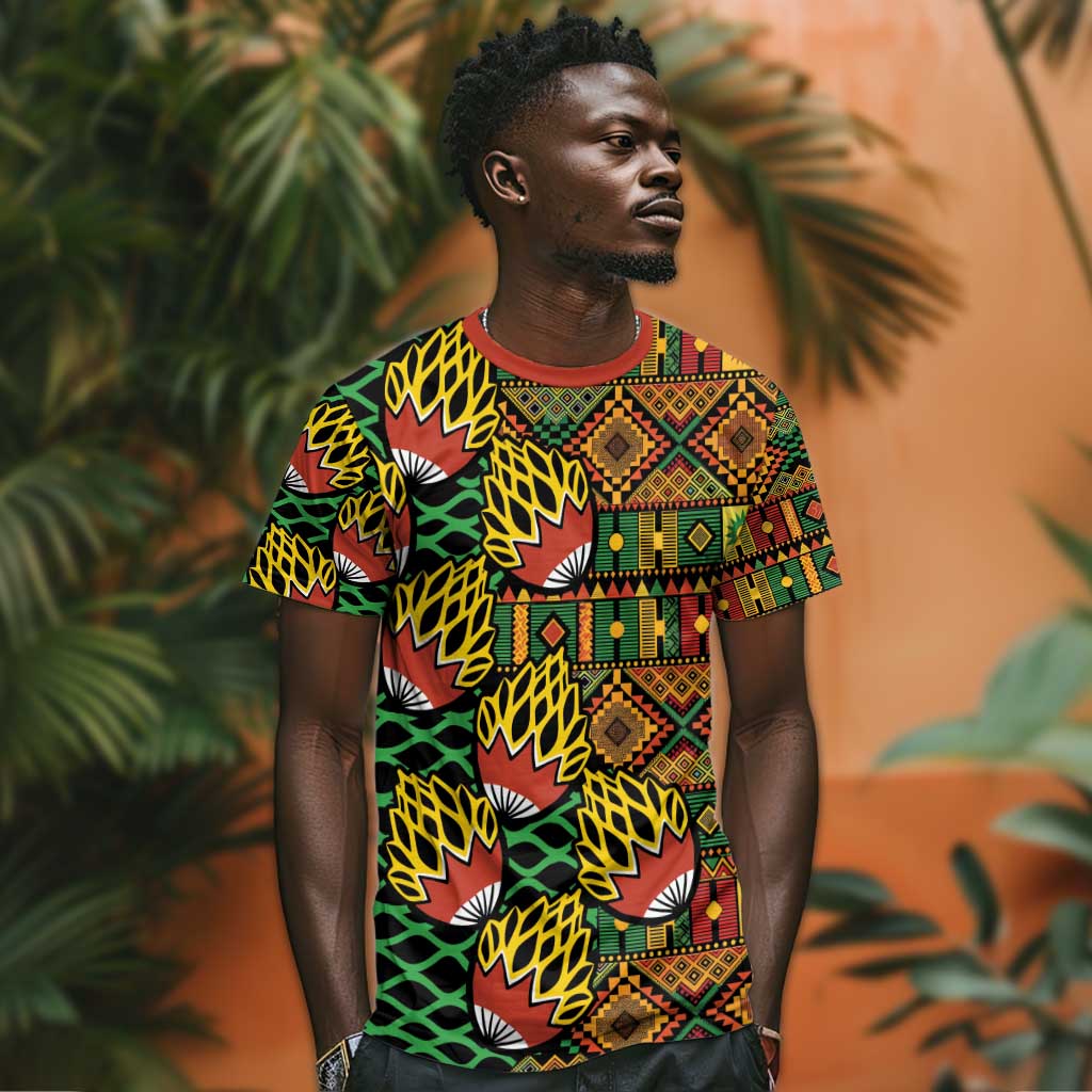 African Tribal Geometric Mixed Kanga Pattern T shirt