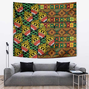 African Tribal Geometric Mixed Kanga Pattern Tapestry