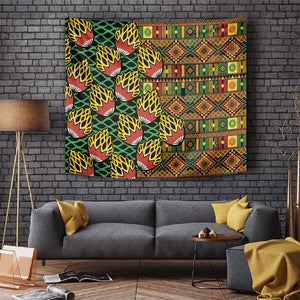 African Tribal Geometric Mixed Kanga Pattern Tapestry
