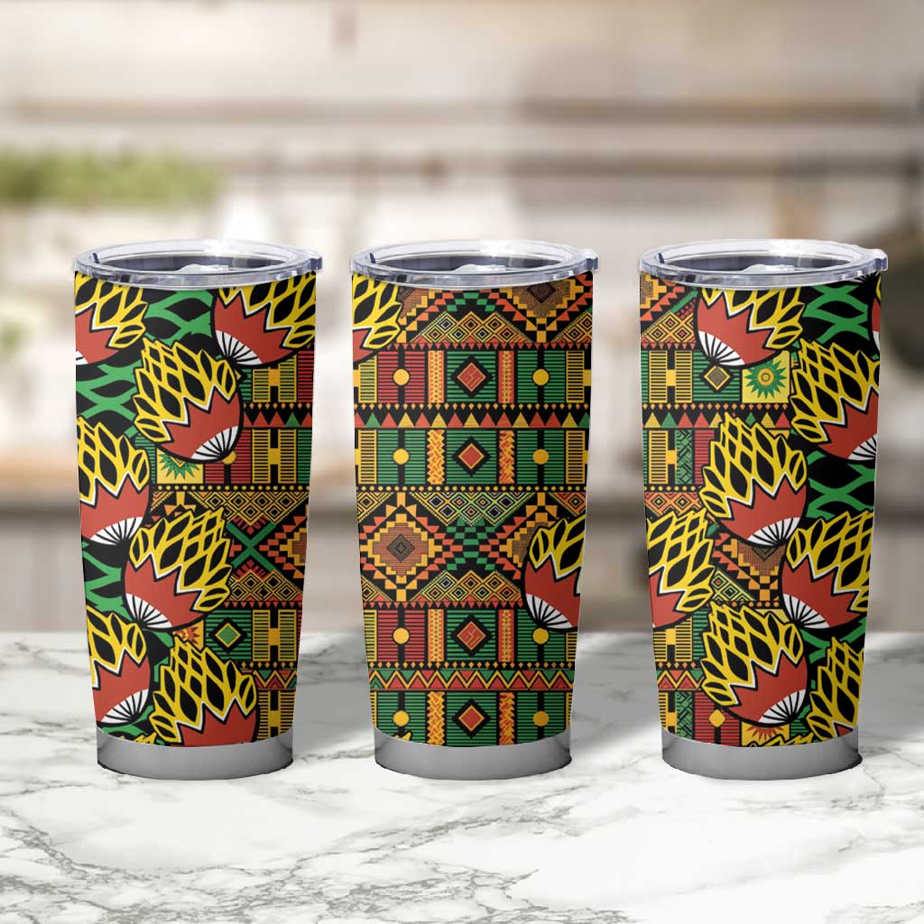 African Tribal Geometric Mixed Kanga Pattern Tumbler Cup