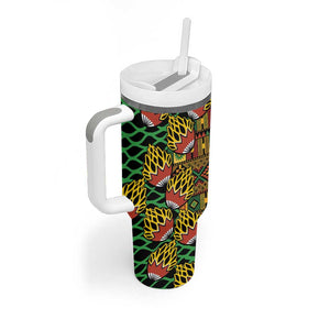 African Tribal Geometric Mixed Kanga Pattern Tumbler With Handle