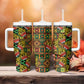 African Tribal Geometric Mixed Kanga Pattern Tumbler With Handle