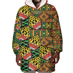 African Tribal Geometric Mixed Kanga Pattern Wearable Blanket Hoodie