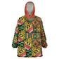 African Tribal Geometric Mixed Kanga Pattern Wearable Blanket Hoodie