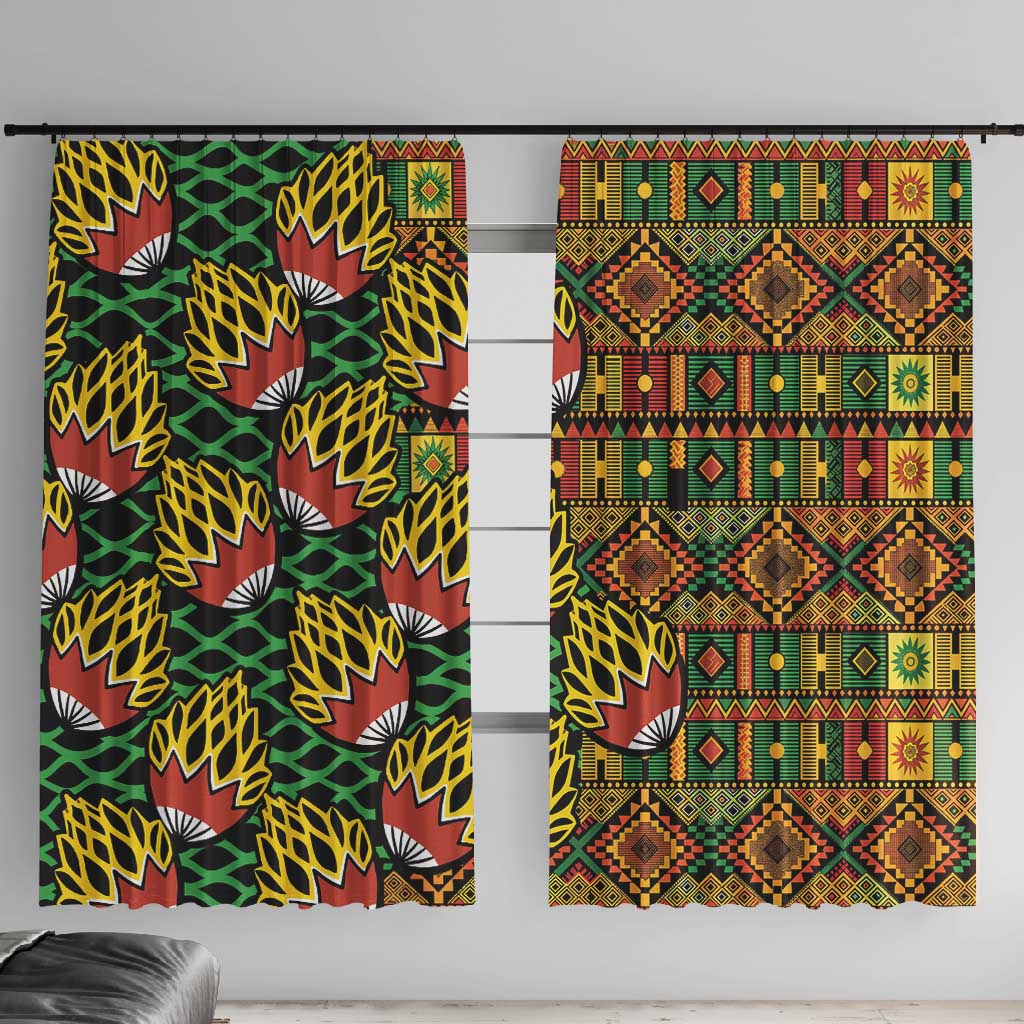 African Tribal Geometric Mixed Kanga Pattern Window Curtain