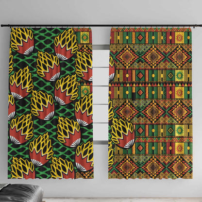 African Tribal Geometric Mixed Kanga Pattern Window Curtain