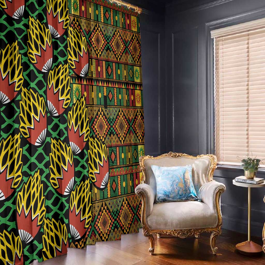 African Tribal Geometric Mixed Kanga Pattern Window Curtain