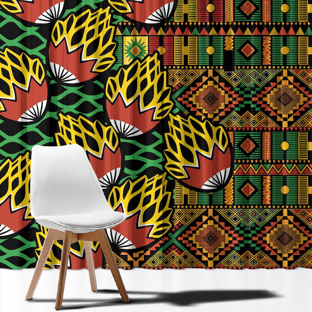African Tribal Geometric Mixed Kanga Pattern Window Curtain