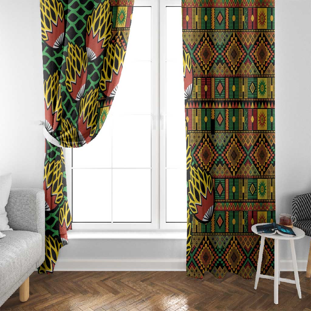 African Tribal Geometric Mixed Kanga Pattern Window Curtain