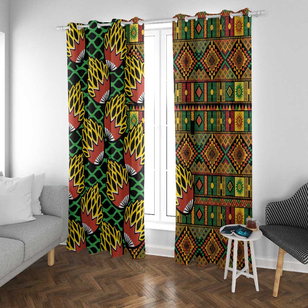 African Tribal Geometric Mixed Kanga Pattern Window Curtain