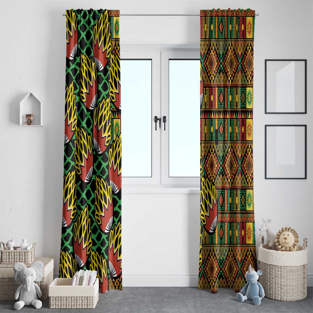 African Tribal Geometric Mixed Kanga Pattern Window Curtain