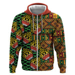 African Tribal Geometric Mixed Kanga Pattern Zip Hoodie