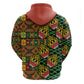 African Tribal Geometric Mixed Kanga Pattern Zip Hoodie
