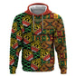 African Tribal Geometric Mixed Kanga Pattern Zip Hoodie