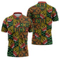 African Tribal Geometric Mixed Kanga Pattern Zipper Polo Shirt
